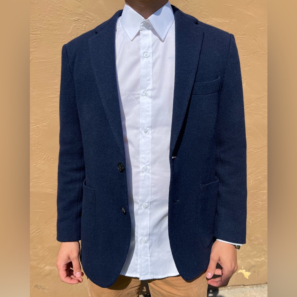 RODD & GUN Navy Blue Wool Blend Sports Jacket Blazer Size Large